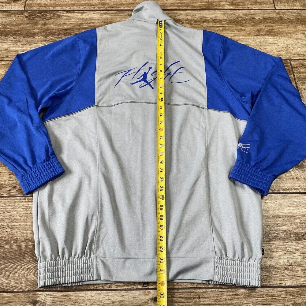 Air Jordan Flight Jacket Gray Blue Large Jumpman Track Jacket - Picture 7 of 10
